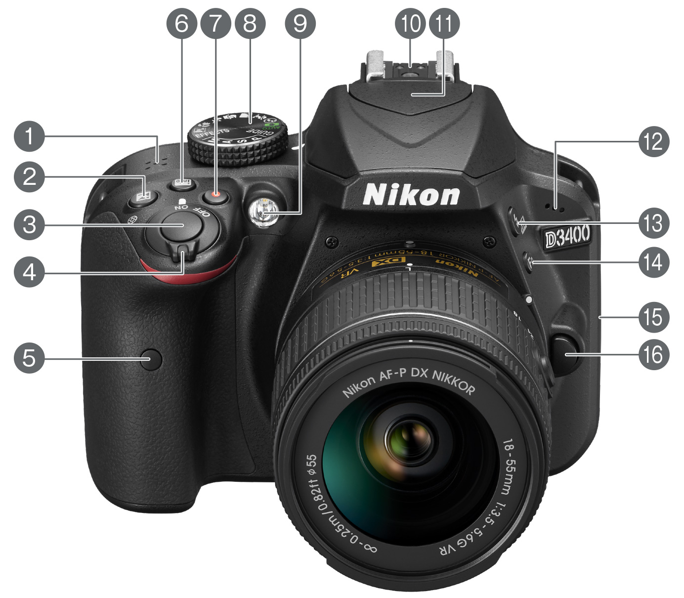 D3400 - 各部名称 | 一眼レフカメラ | ニコンイメージング