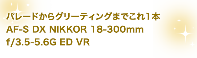 パレードからグリーティングまでこれ1本 AF-S DX NIKKOR 18-300mm f/3.5-5.6G ED VR