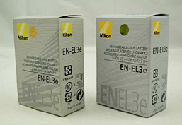 EN-EL3e 化粧箱（左側が模倣品、右側が純正品)