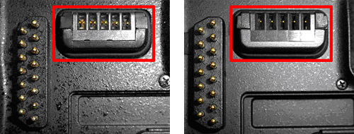 写真：MB-D10（左側が模倣品、右側が純正品）